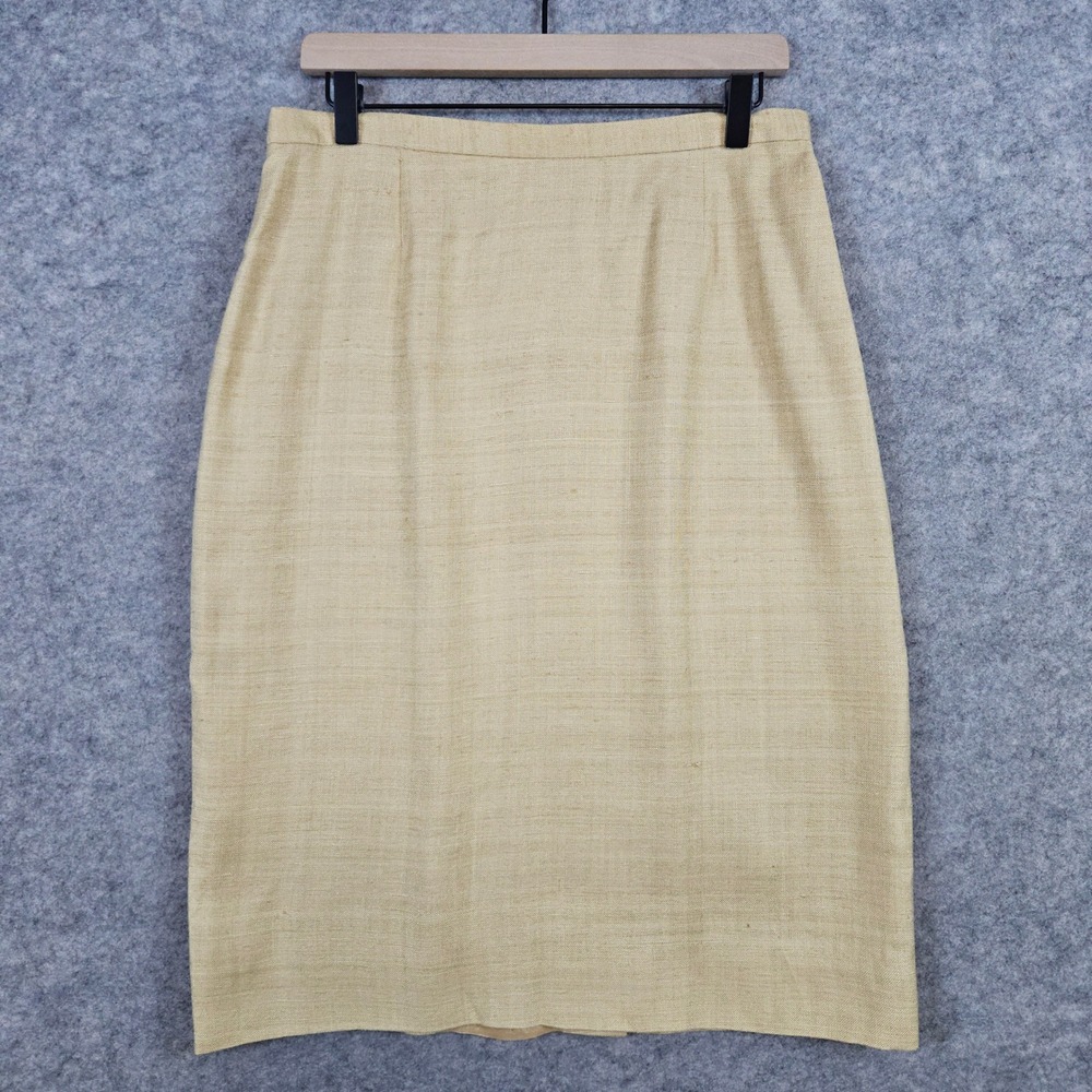 George‎ Simonton Silk Pencil Skirt Women's Size 12 Beige Career Business Casual